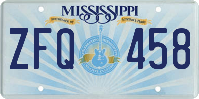 MS license plate ZFQ458