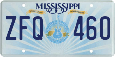 MS license plate ZFQ460