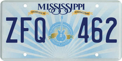 MS license plate ZFQ462