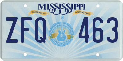 MS license plate ZFQ463