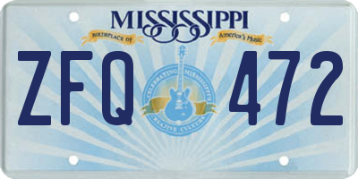 MS license plate ZFQ472