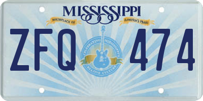 MS license plate ZFQ474