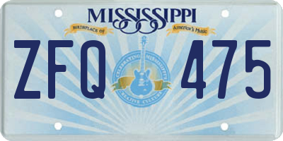 MS license plate ZFQ475