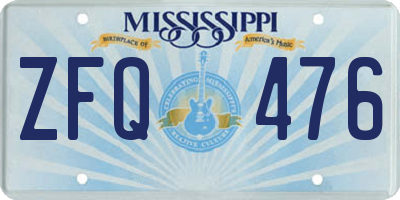 MS license plate ZFQ476