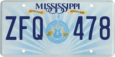 MS license plate ZFQ478