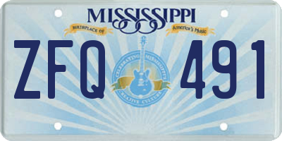 MS license plate ZFQ491