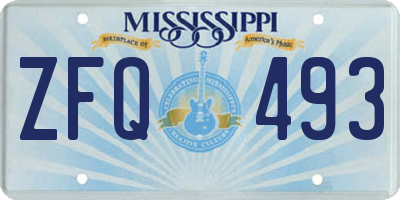 MS license plate ZFQ493