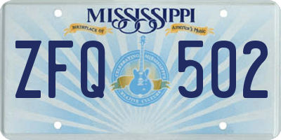 MS license plate ZFQ502