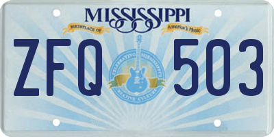 MS license plate ZFQ503