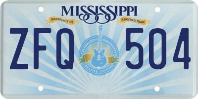 MS license plate ZFQ504