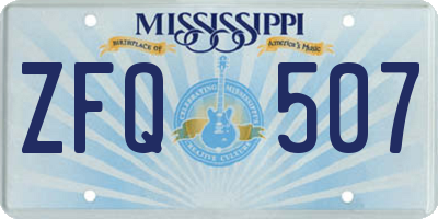 MS license plate ZFQ507