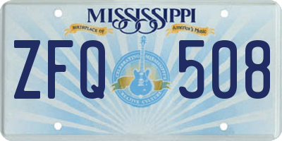 MS license plate ZFQ508