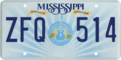 MS license plate ZFQ514