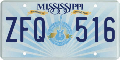 MS license plate ZFQ516