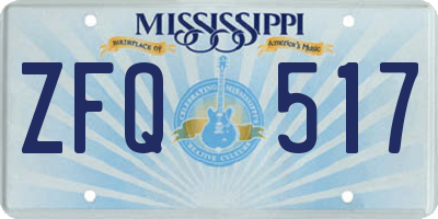 MS license plate ZFQ517