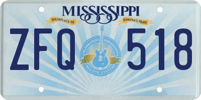 MS license plate ZFQ518