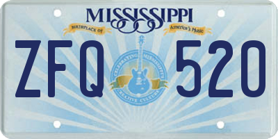 MS license plate ZFQ520
