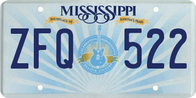 MS license plate ZFQ522