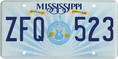 MS license plate ZFQ523