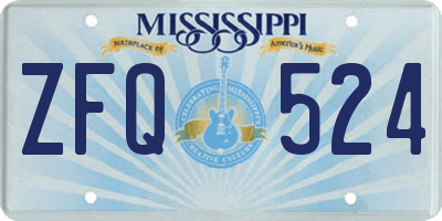 MS license plate ZFQ524