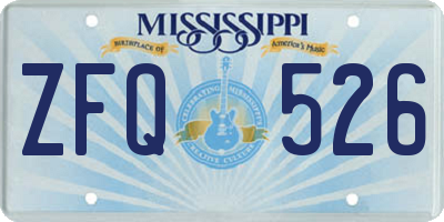 MS license plate ZFQ526