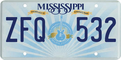 MS license plate ZFQ532