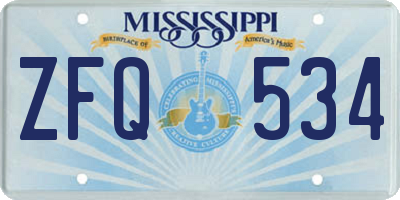 MS license plate ZFQ534