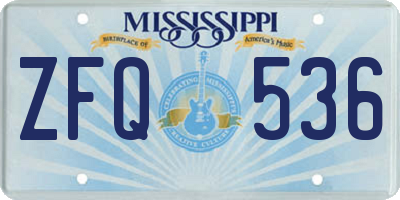 MS license plate ZFQ536