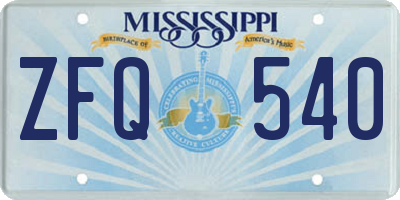 MS license plate ZFQ540