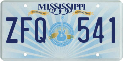 MS license plate ZFQ541