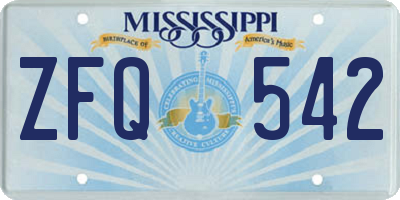 MS license plate ZFQ542
