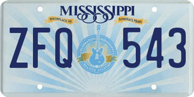 MS license plate ZFQ543