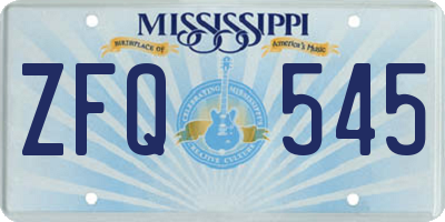 MS license plate ZFQ545