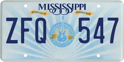 MS license plate ZFQ547
