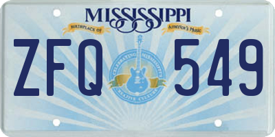 MS license plate ZFQ549