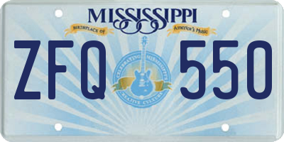 MS license plate ZFQ550
