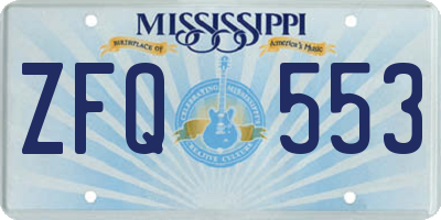 MS license plate ZFQ553