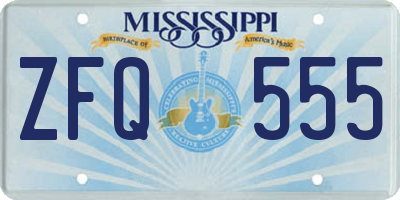 MS license plate ZFQ555