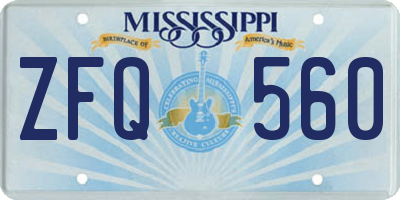 MS license plate ZFQ560