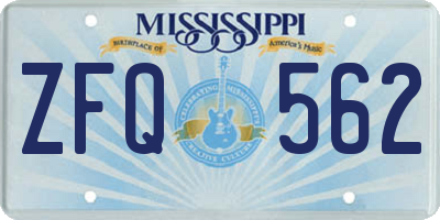 MS license plate ZFQ562