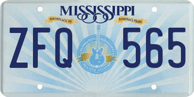 MS license plate ZFQ565