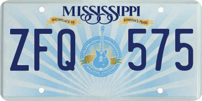 MS license plate ZFQ575