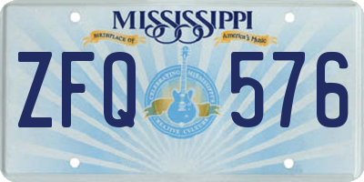 MS license plate ZFQ576