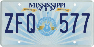MS license plate ZFQ577