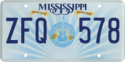 MS license plate ZFQ578