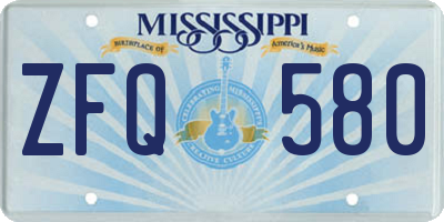 MS license plate ZFQ580