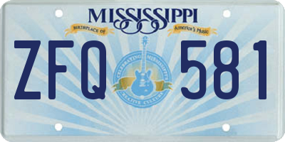 MS license plate ZFQ581