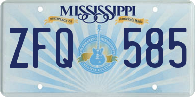 MS license plate ZFQ585