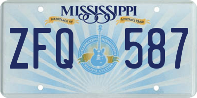 MS license plate ZFQ587