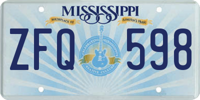 MS license plate ZFQ598